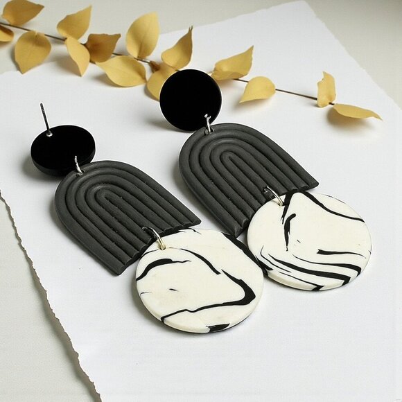 🆕Boho Chic Handmade Clay Resin Earrings S925 Sterling Silver Hypoallergenic - Picture 5 of 11